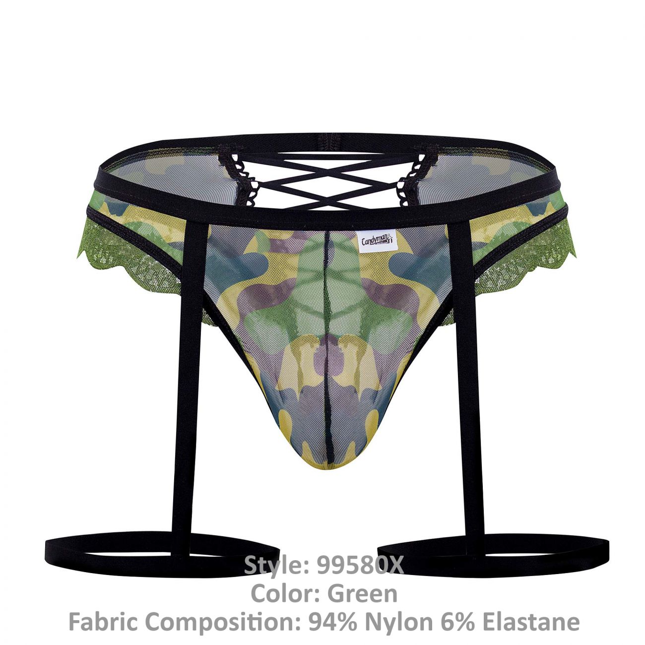 CandyMan 99580X Garter Camo Thongs Color Green - DealByEthan.gay loves CandyMan