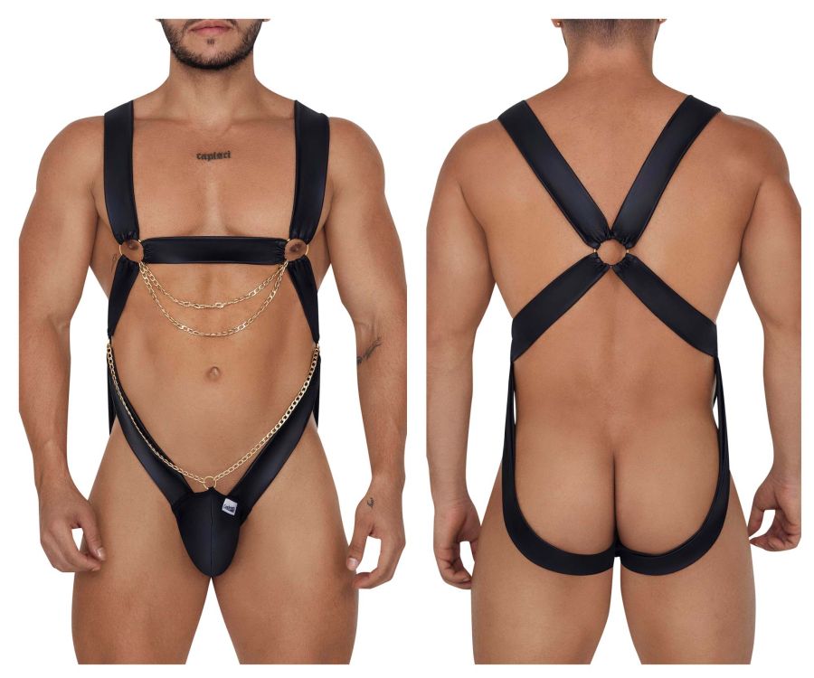 CandyMan 99695 Harness Bodysuit Color Black - DealByEthan.gay loves CandyMan