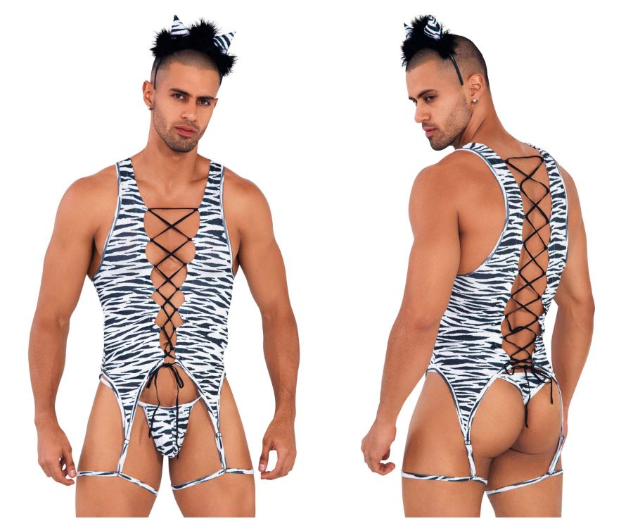 CandyMan 99734 Safari Bodysuit Color Zebra Print - DealByEthan.gay loves CandyMan