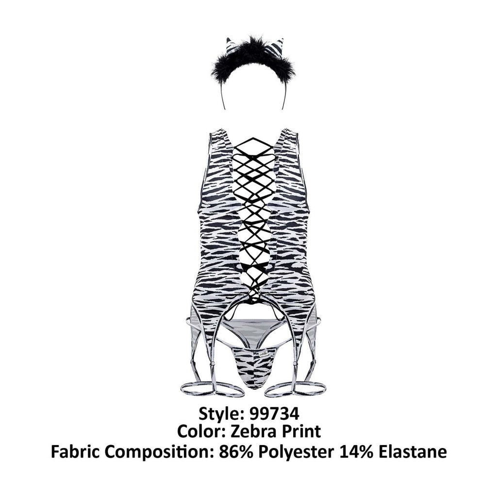 CandyMan 99734 Safari Bodysuit Color Zebra Print - DealByEthan.gay loves CandyMan