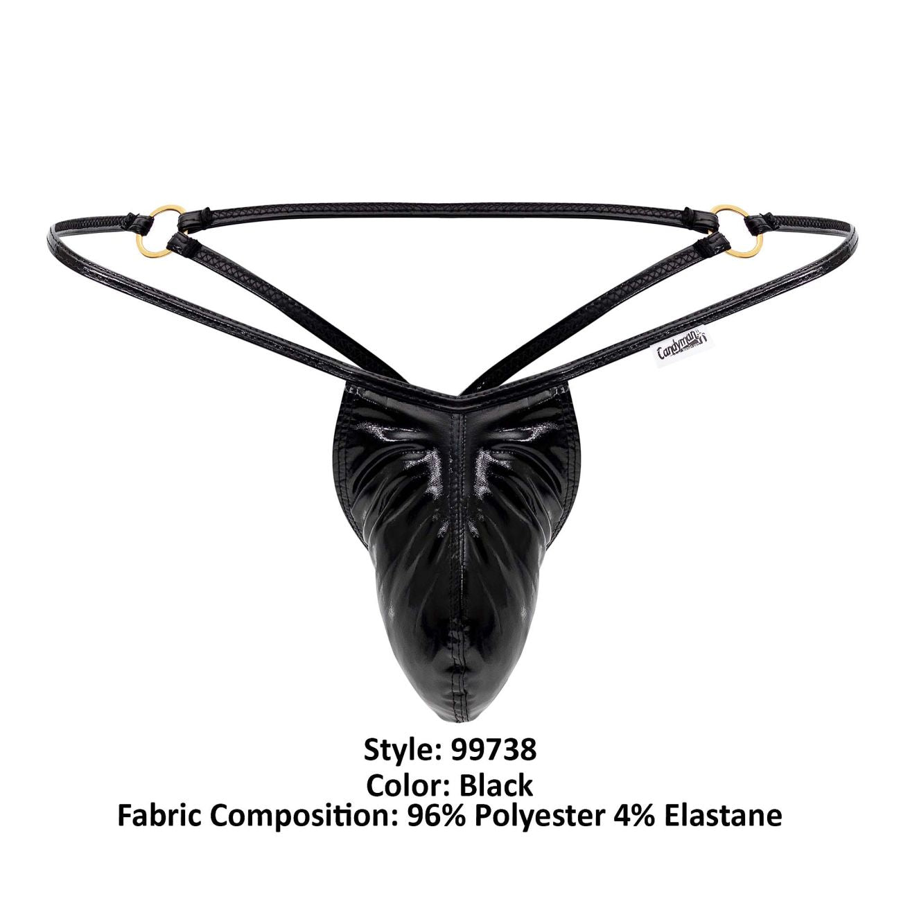 CandyMan 99738 Gloss G-String Color Black - DealByEthan.gay loves CandyMan