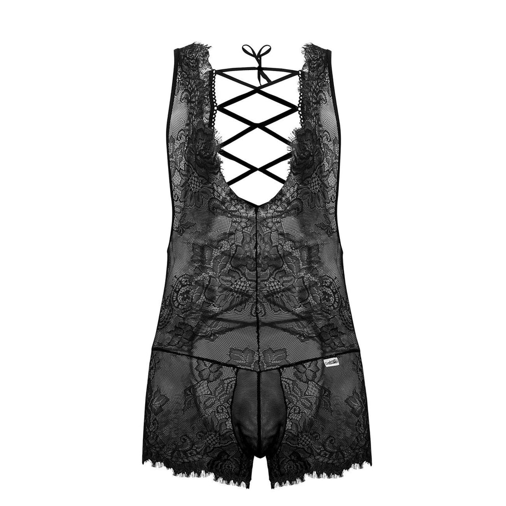 CandyMan 99743 Lace Bodysuit Color Black - DealByEthan.gay loves CandyMan