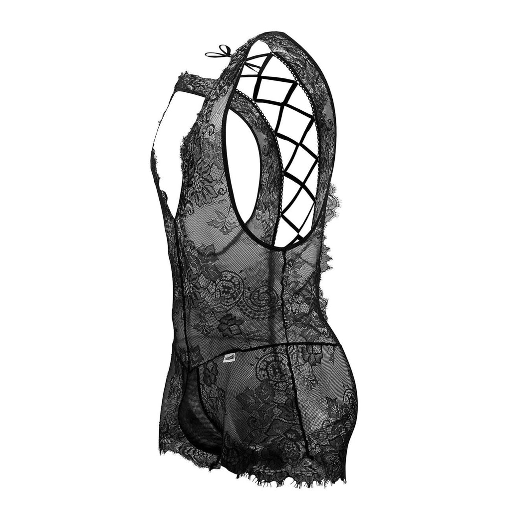 CandyMan 99743 Lace Bodysuit Color Black - DealByEthan.gay loves CandyMan