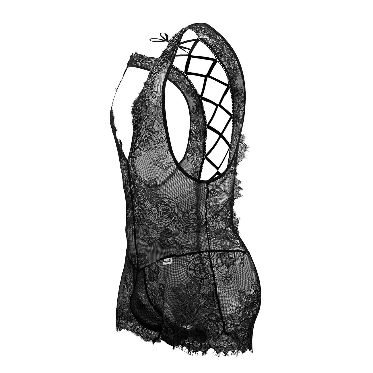 CandyMan 99743 Lace Bodysuit Color Black - DealByEthan.gay loves CandyMan