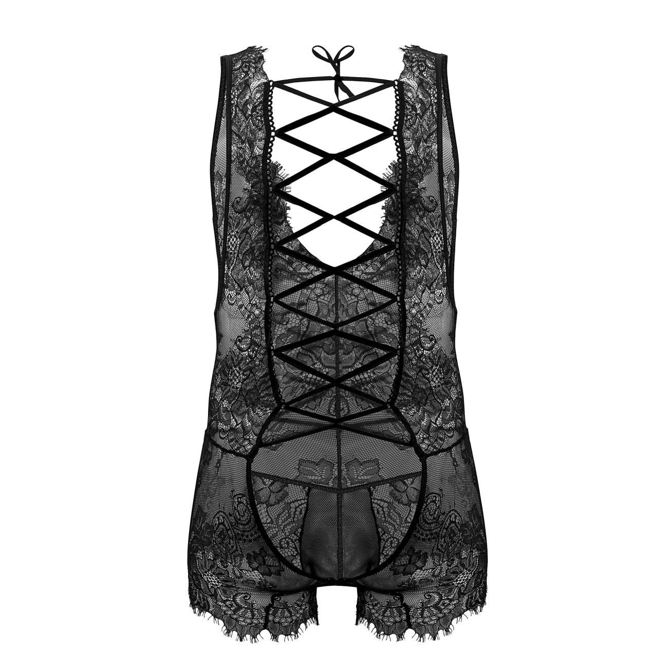 CandyMan 99743 Lace Bodysuit Color Black - DealByEthan.gay loves CandyMan