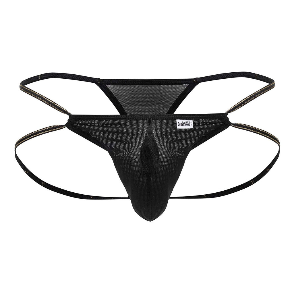 CandyMan 99756 Fringe Thongs Color Black - DealByEthan.gay loves CandyMan