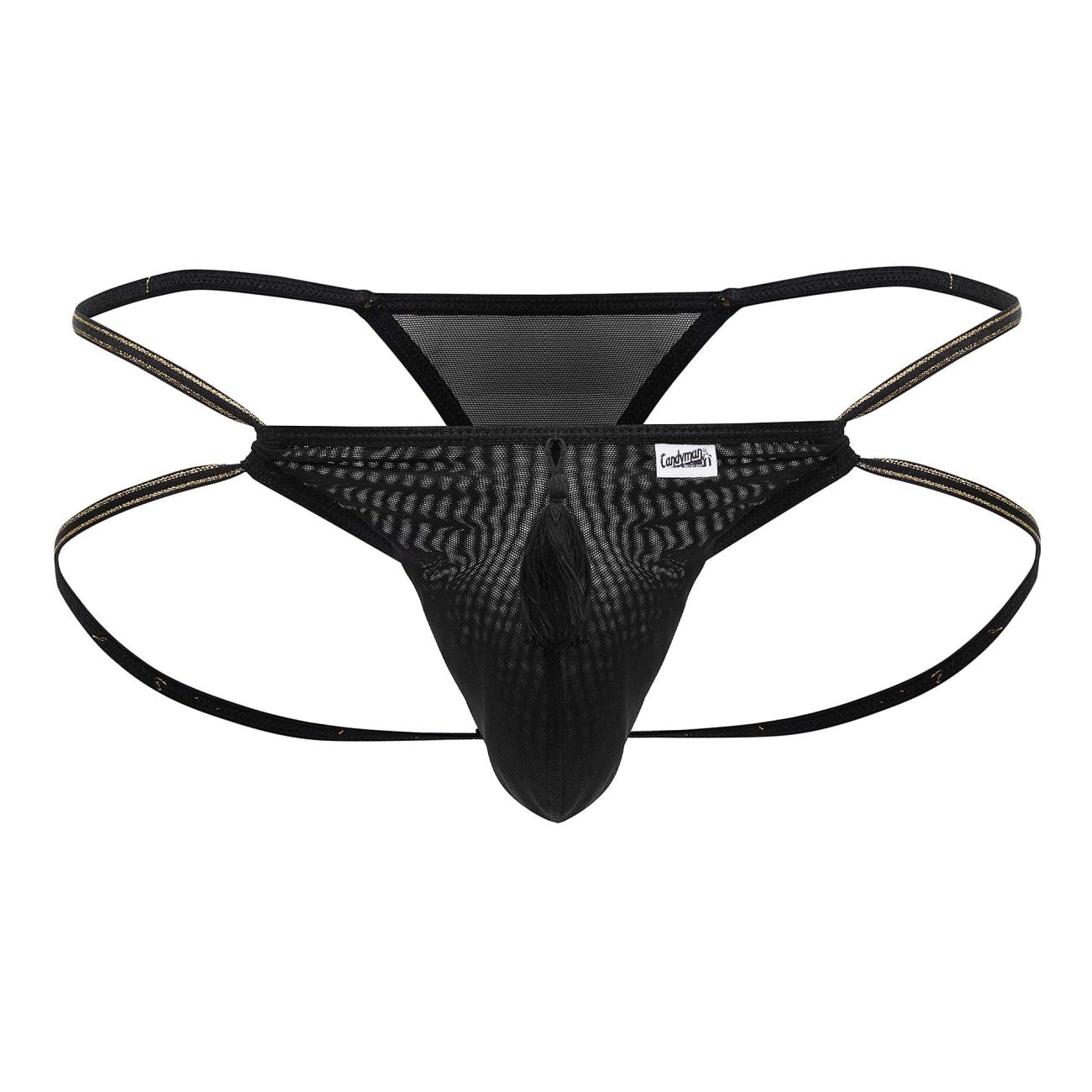 CandyMan 99756 Fringe Thongs Color Black - DealByEthan.gay loves CandyMan