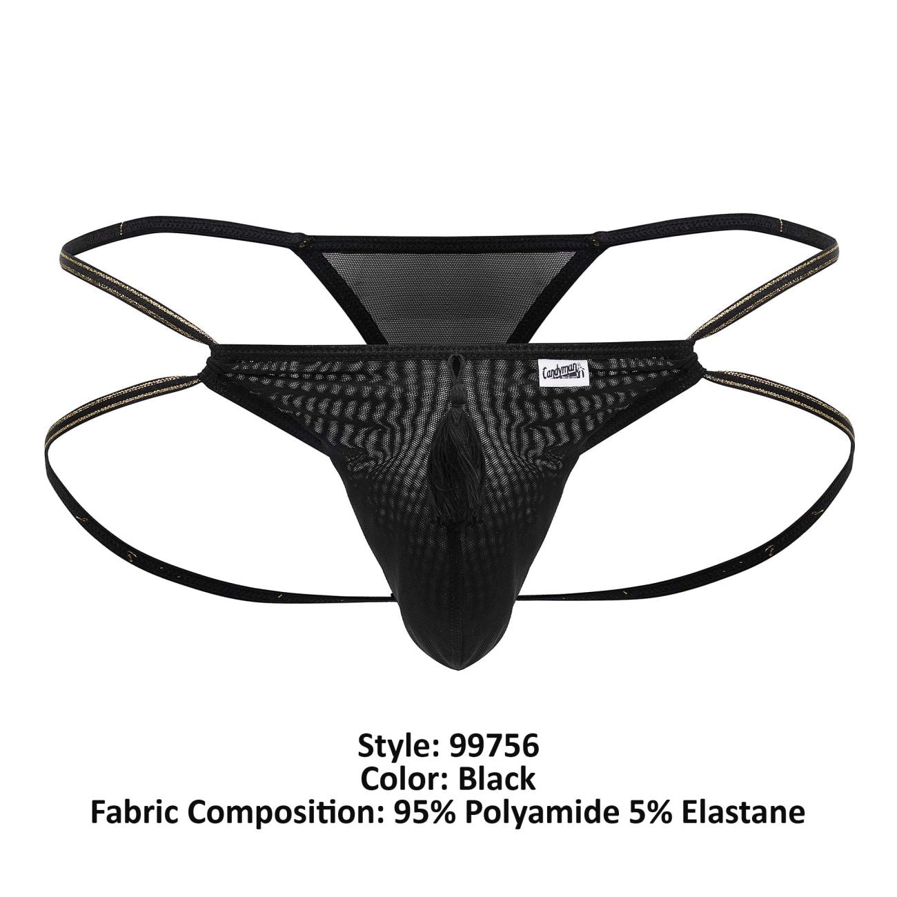 CandyMan 99756 Fringe Thongs Color Black - DealByEthan.gay loves CandyMan