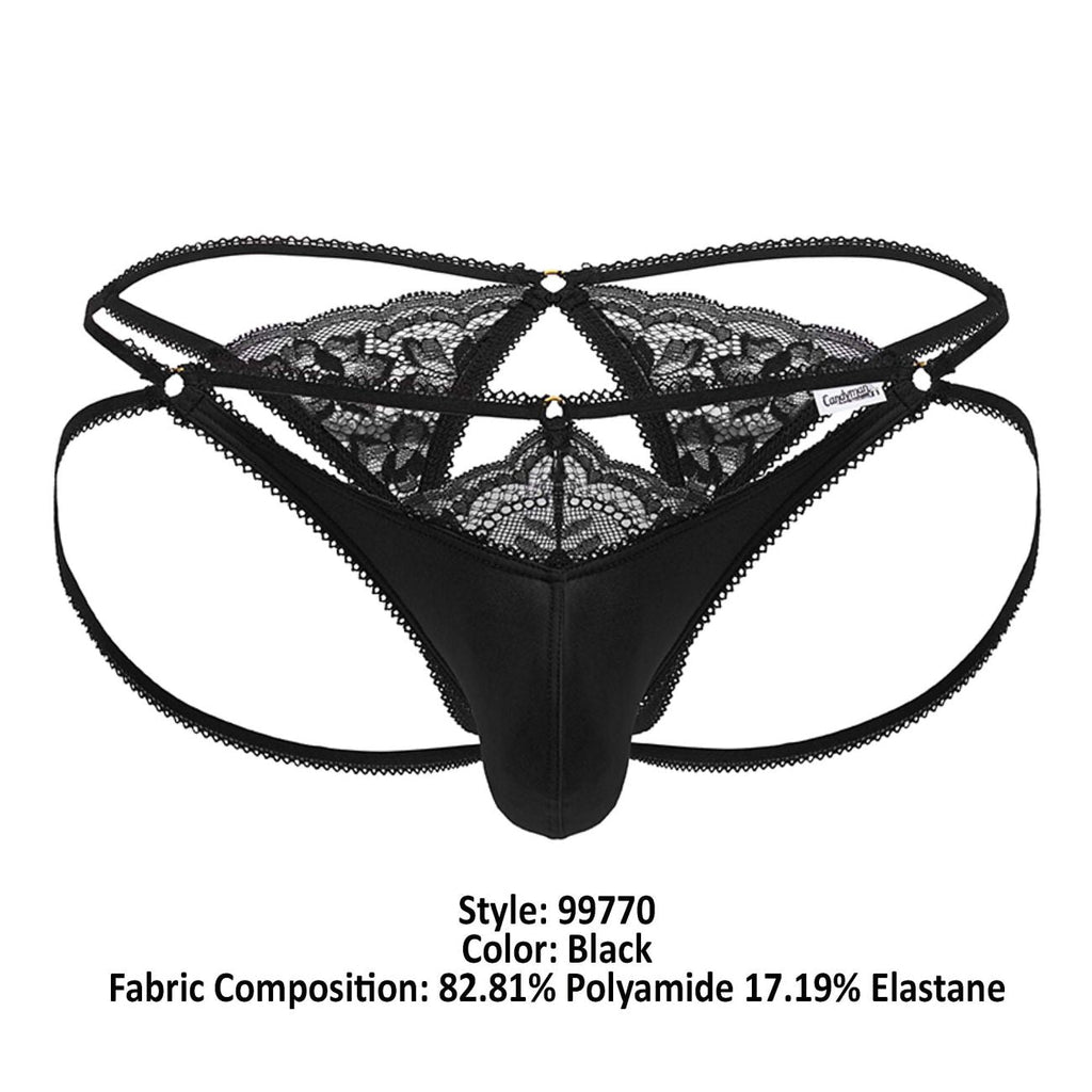 CandyMan 99770 Lace Jock Thongs Color Black - DealByEthan.gay loves CandyMan