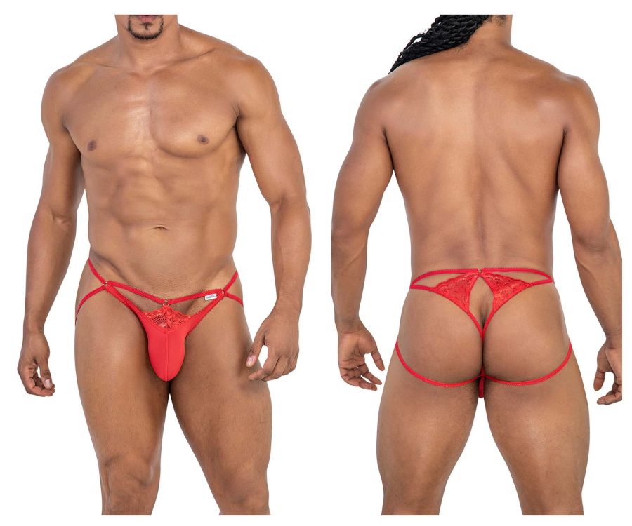 CandyMan 99770 Lace Jock Thongs Color Red - DealByEthan.gay loves CandyMan