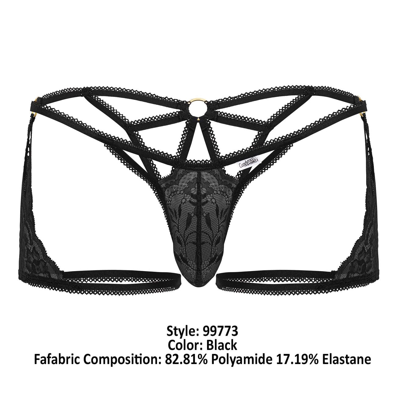 CandyMan 99773 Lace Trunks Thongs Color Black - DealByEthan.gay loves CandyMan