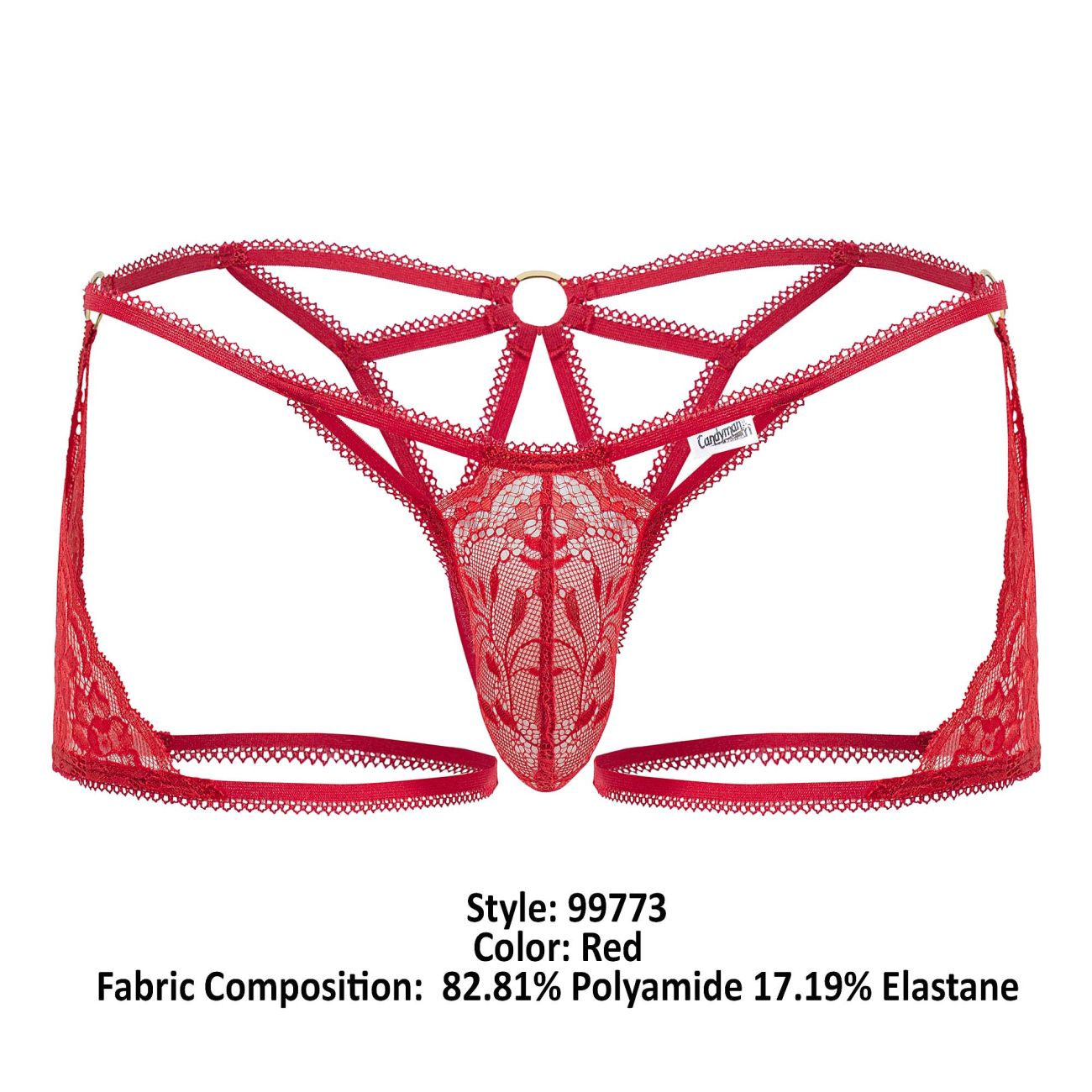 CandyMan 99773 Lace Trunks Thongs Color Red - DealByEthan.gay loves CandyMan