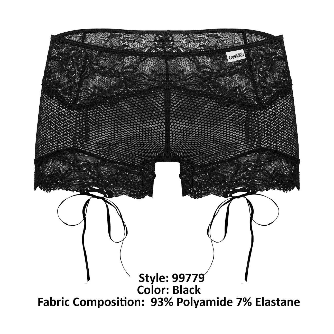 CandyMan 99779 Mesh Lace Trunks Color Black - DealByEthan.gay loves CandyMan