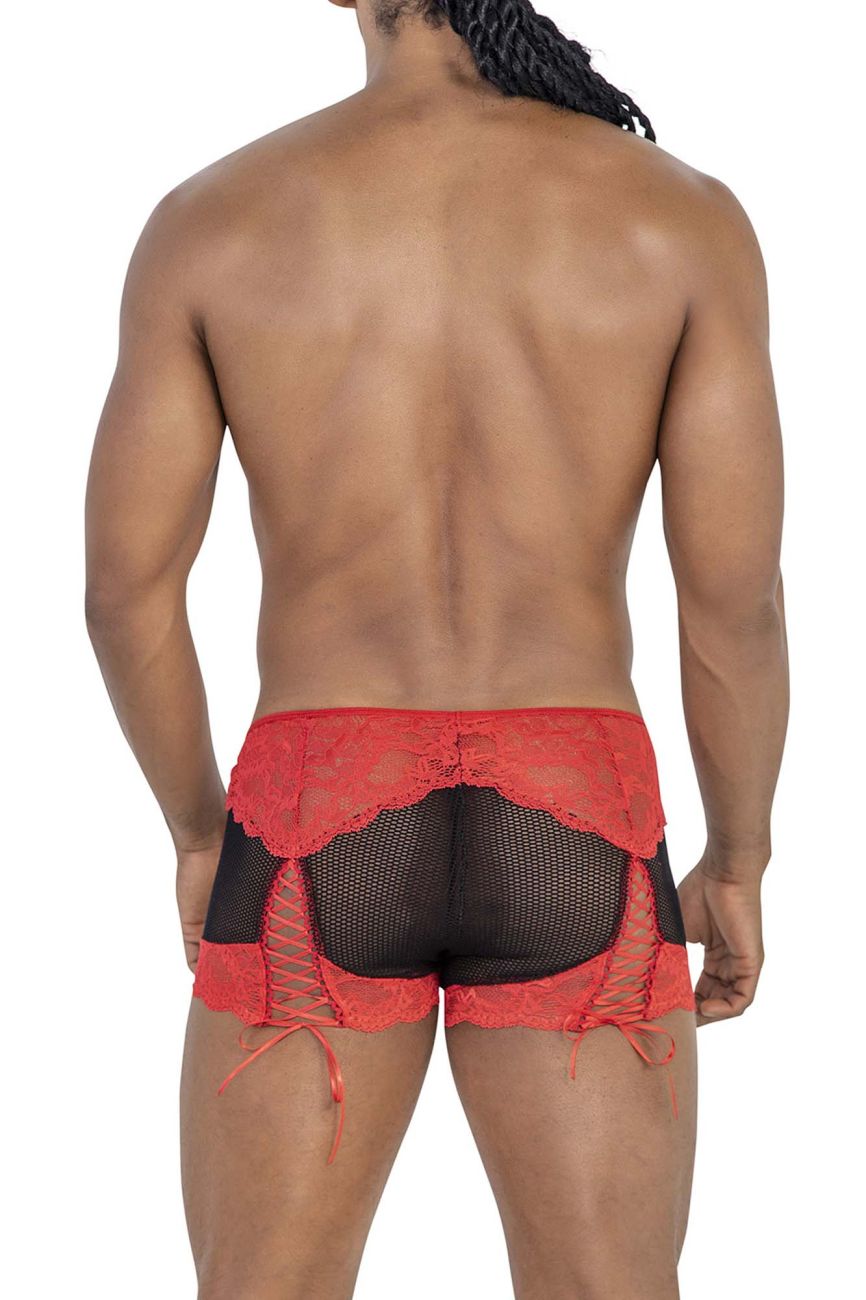 CandyMan 99779 Mesh Lace Trunks Color Black-Red - DealByEthan.gay loves CandyMan
