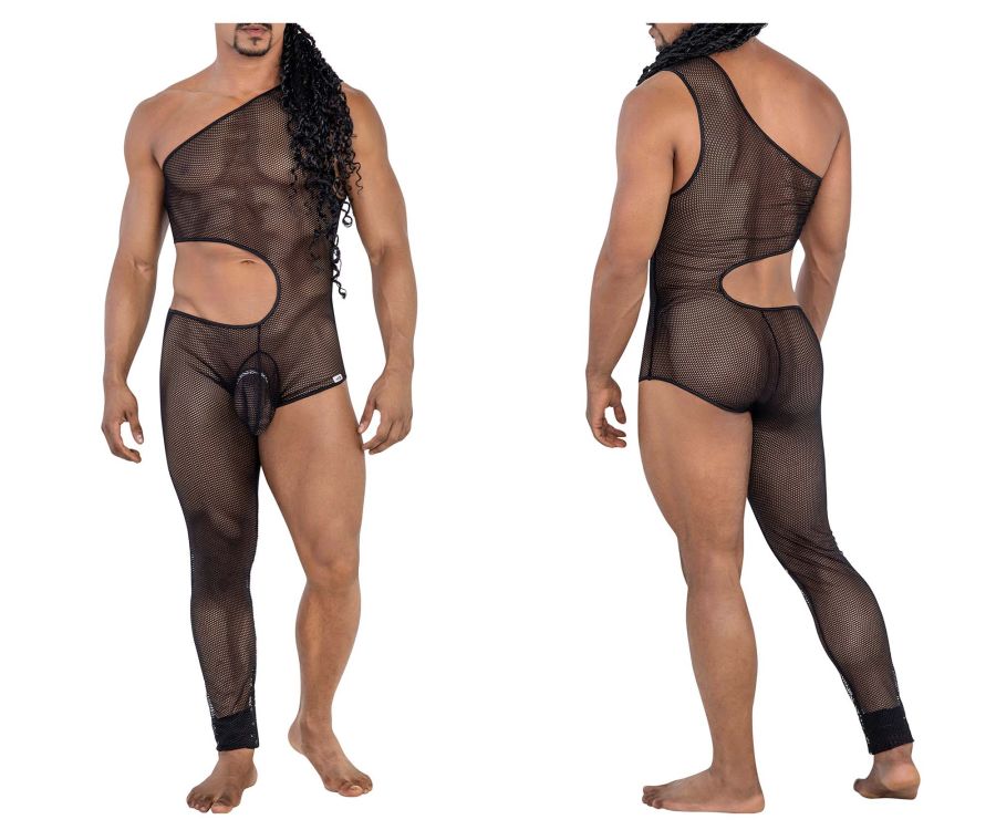 CandyMan 99787 One Shoulder One Leg Bodysuit Color Black - DealByEthan.gay loves CandyMan