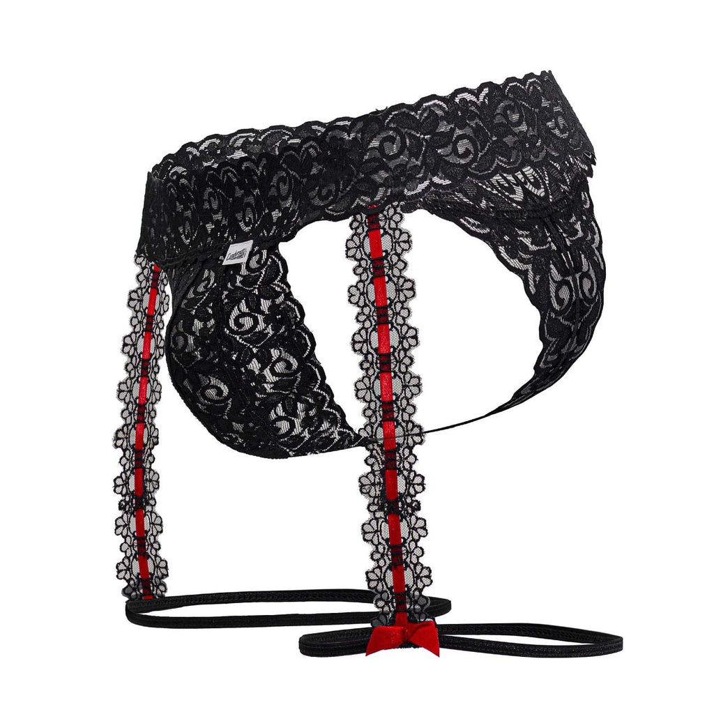 CandyMan 99803 Lace Garter Thongs Color Black - DealByEthan.gay loves CandyMan