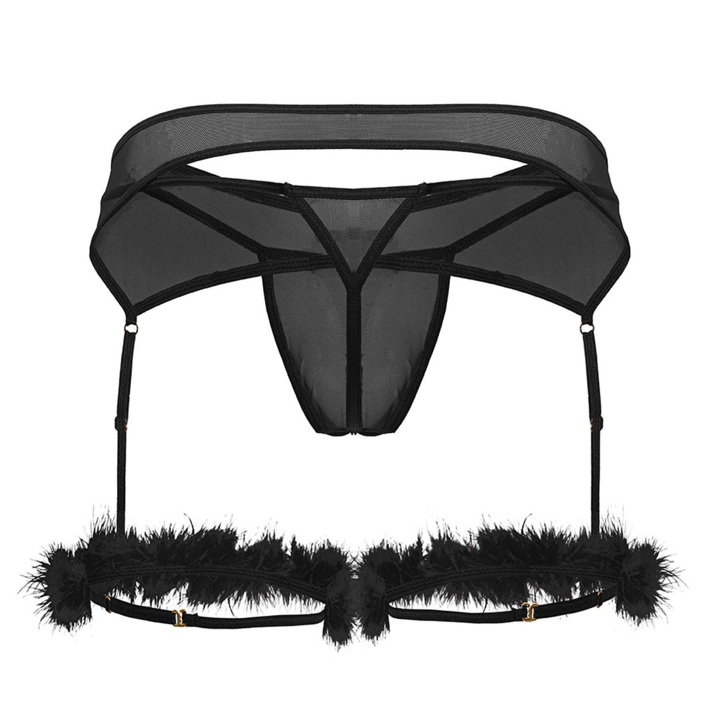 CandyMan 99806 Mesh Garter Outfit Color Black - DealByEthan.gay loves CandyMan