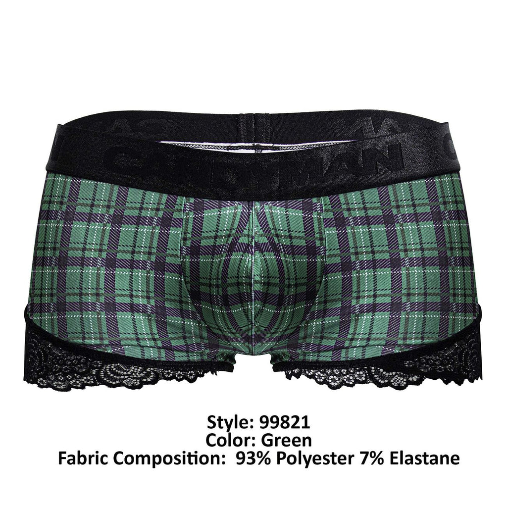 CandyMan 99821 Back to School Trunks Color Green Plaid - DealByEthan.gay loves CandyMan