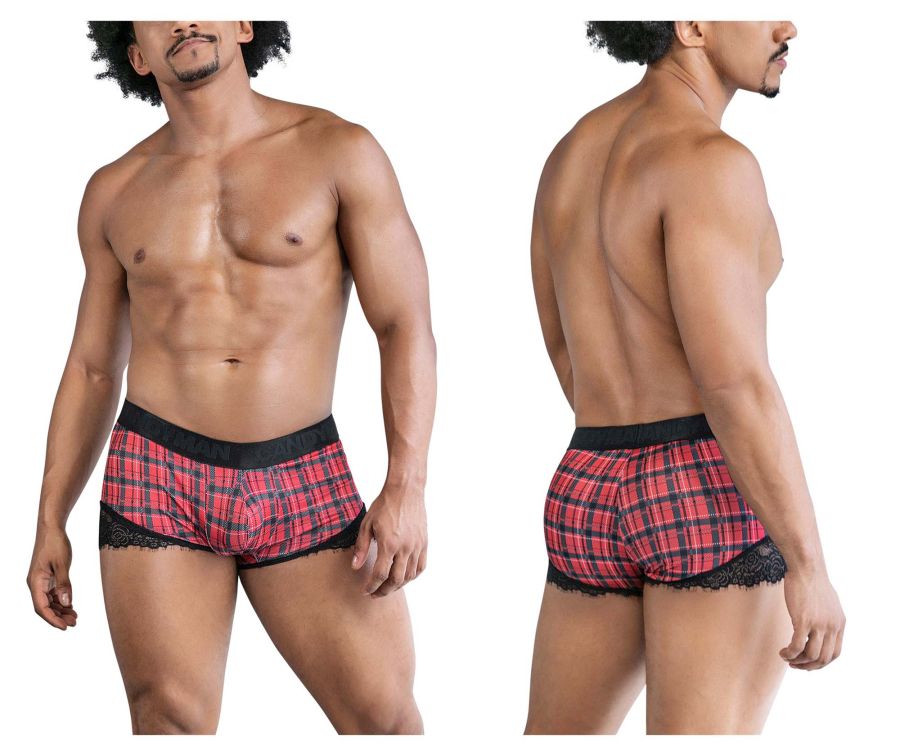 CandyMan 99821 Back to School Trunks Color Red Plaid - DealByEthan.gay loves CandyMan