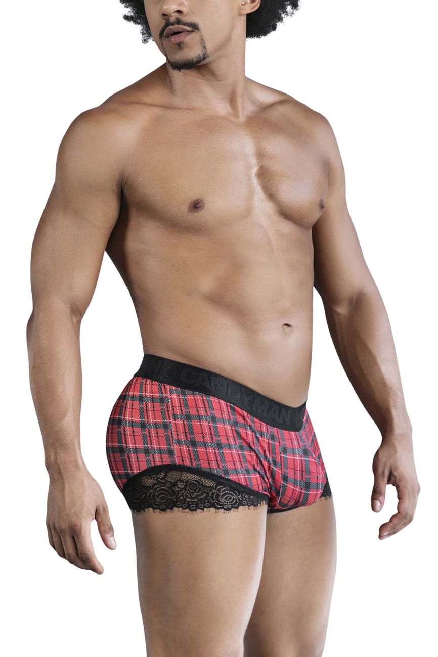 CandyMan 99821 Back to School Trunks Color Red Plaid - DealByEthan.gay loves CandyMan