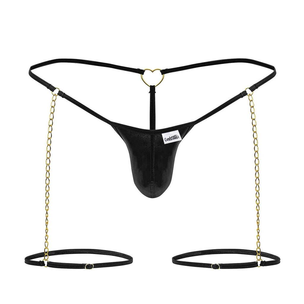 CandyMan 99827 Chain-Garter Thongs Color Black - DealByEthan.gay loves CandyMan