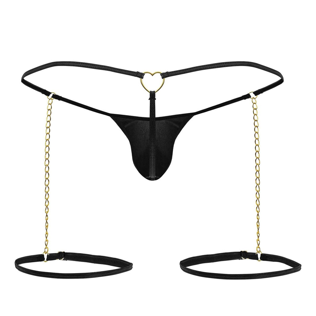 CandyMan 99827 Chain-Garter Thongs Color Black - DealByEthan.gay loves CandyMan