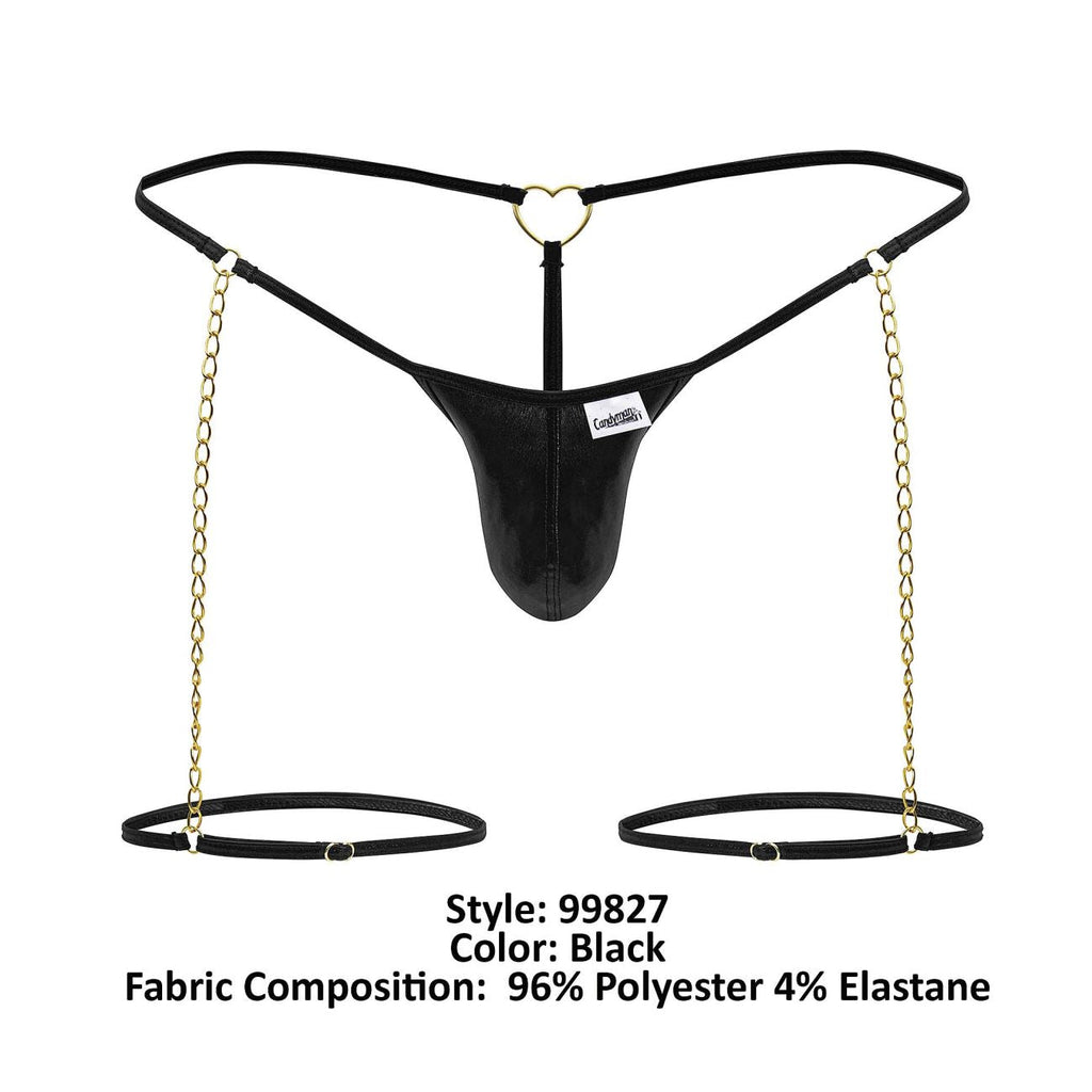 CandyMan 99827 Chain-Garter Thongs Color Black - DealByEthan.gay loves CandyMan