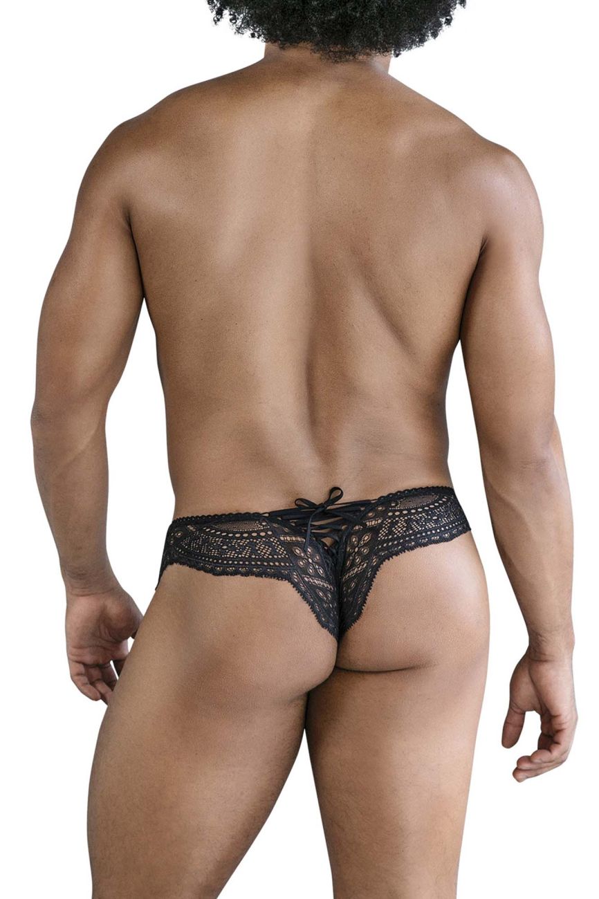 CandyMan 99828 Lace-Mesh Thongs Color Black - DealByEthan.gay loves CandyMan