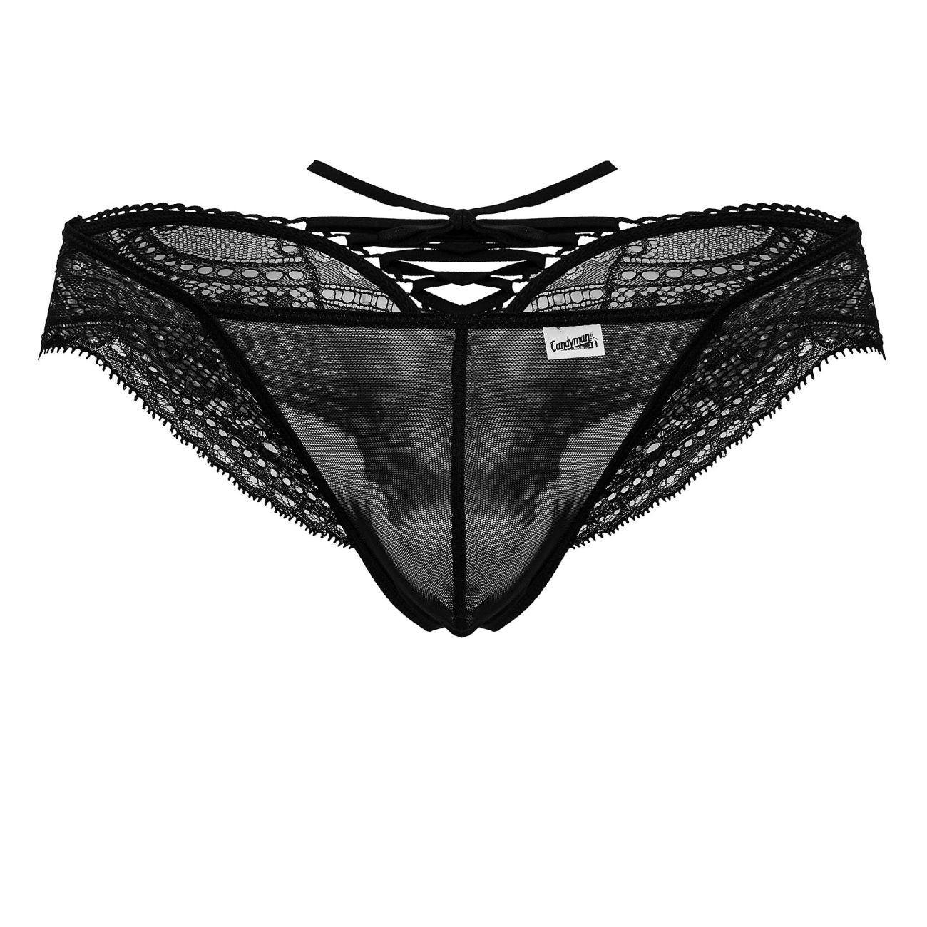 CandyMan 99828 Lace-Mesh Thongs Color Black - DealByEthan.gay loves CandyMan