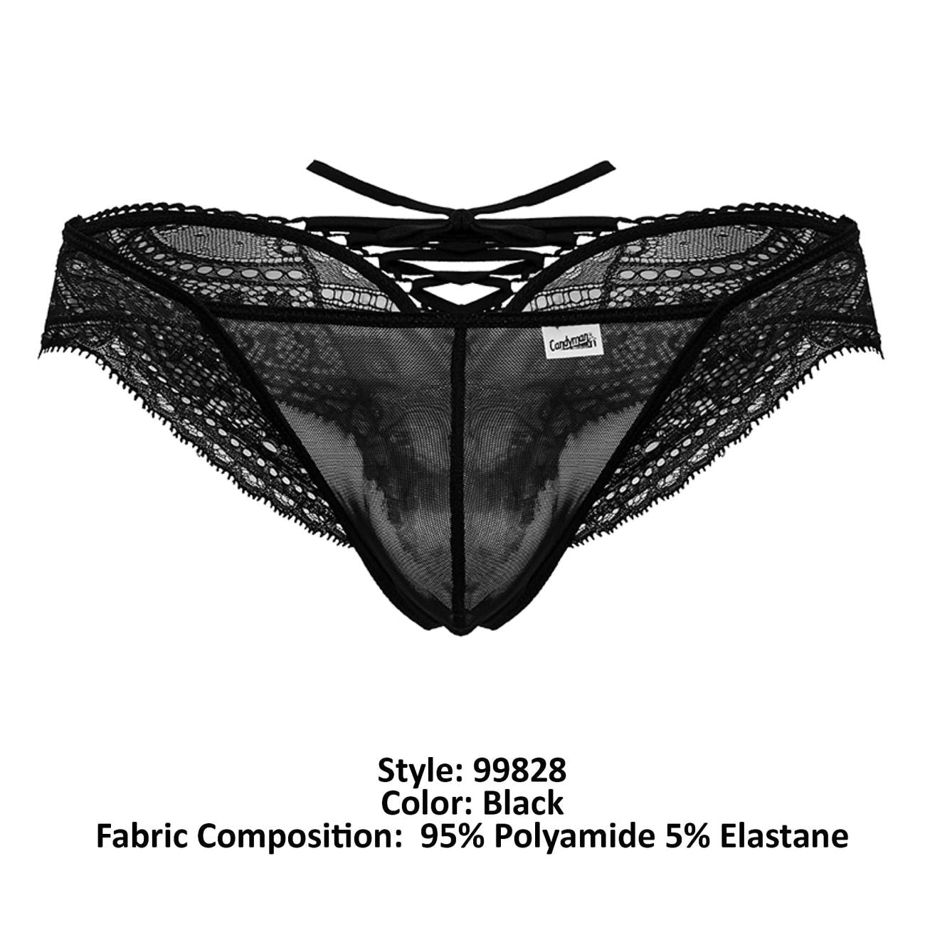CandyMan 99828 Lace-Mesh Thongs Color Black - DealByEthan.gay loves CandyMan
