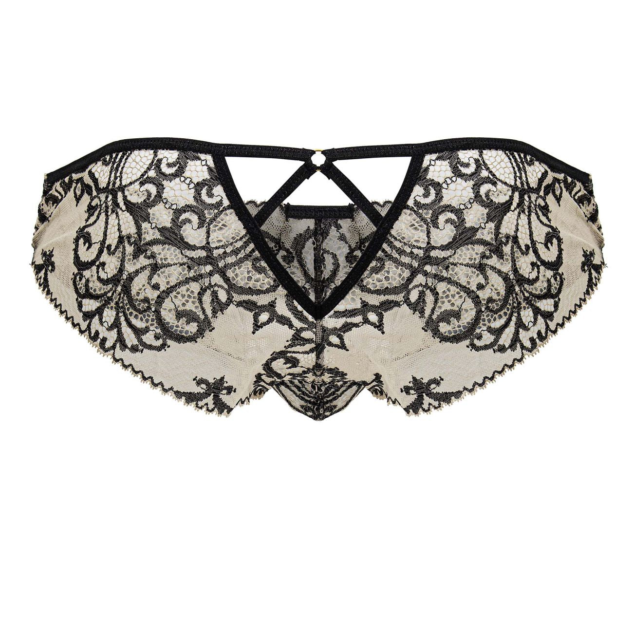 CandyMan 99830 Spitzenslip Farbe Nude-Schwarz