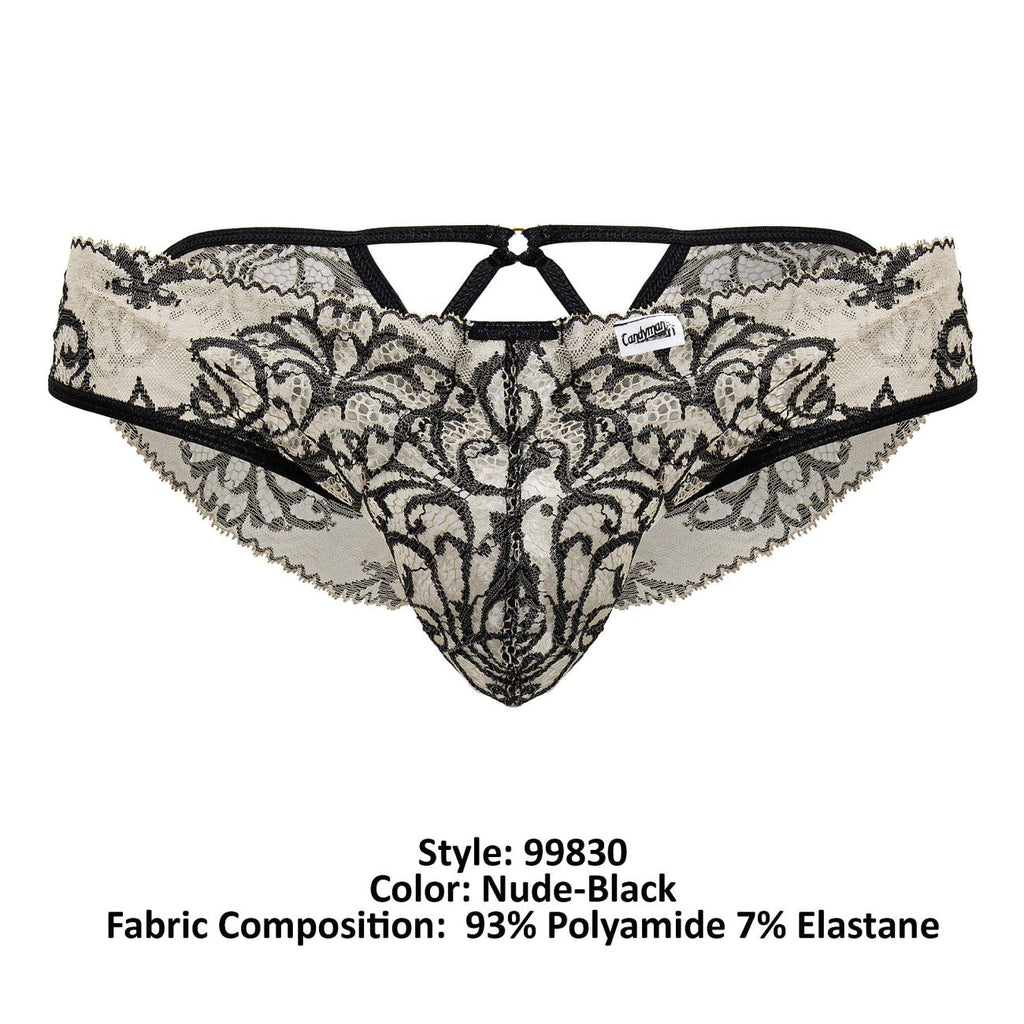 CandyMan 99830 Spitzenslip Farbe Nude-Schwarz