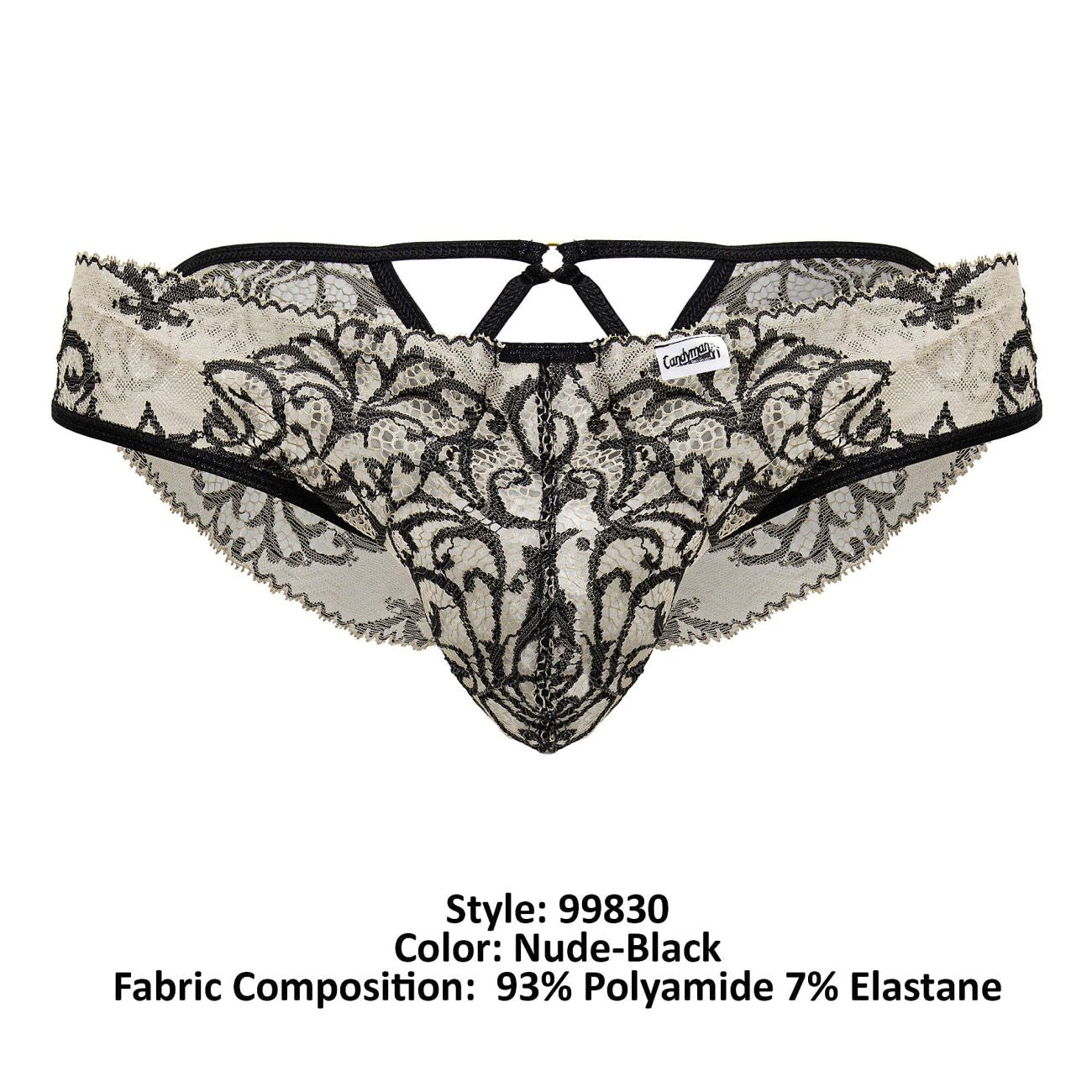 CandyMan 99830 Spitzenslip Farbe Nude-Schwarz