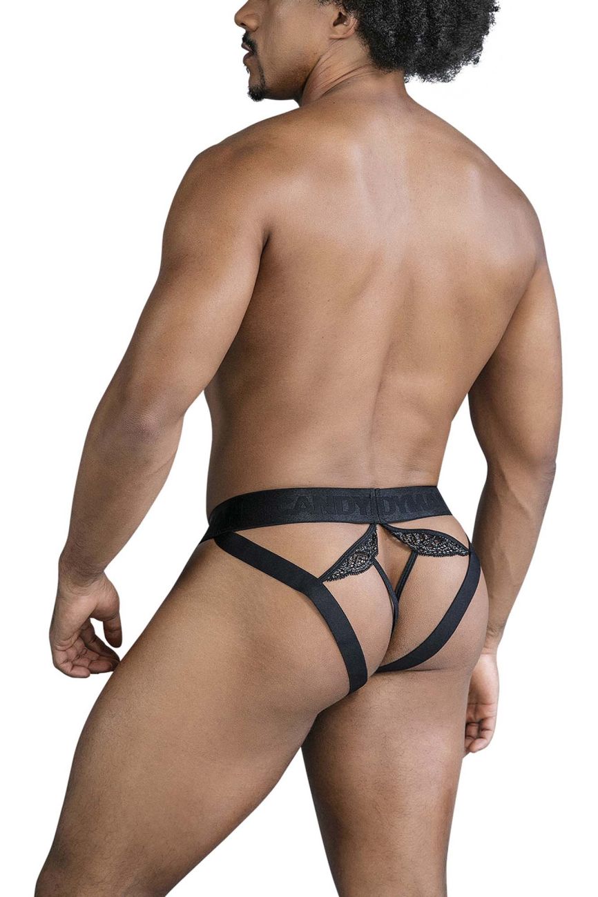 CandyMan 99849 Lace-Mesh Thongs Color Black - DealByEthan.gay loves CandyMan