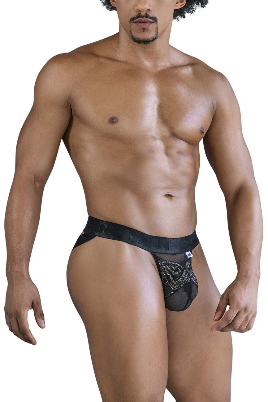 CandyMan 99849 Lace-Mesh Thongs Color Black - DealByEthan.gay loves CandyMan
