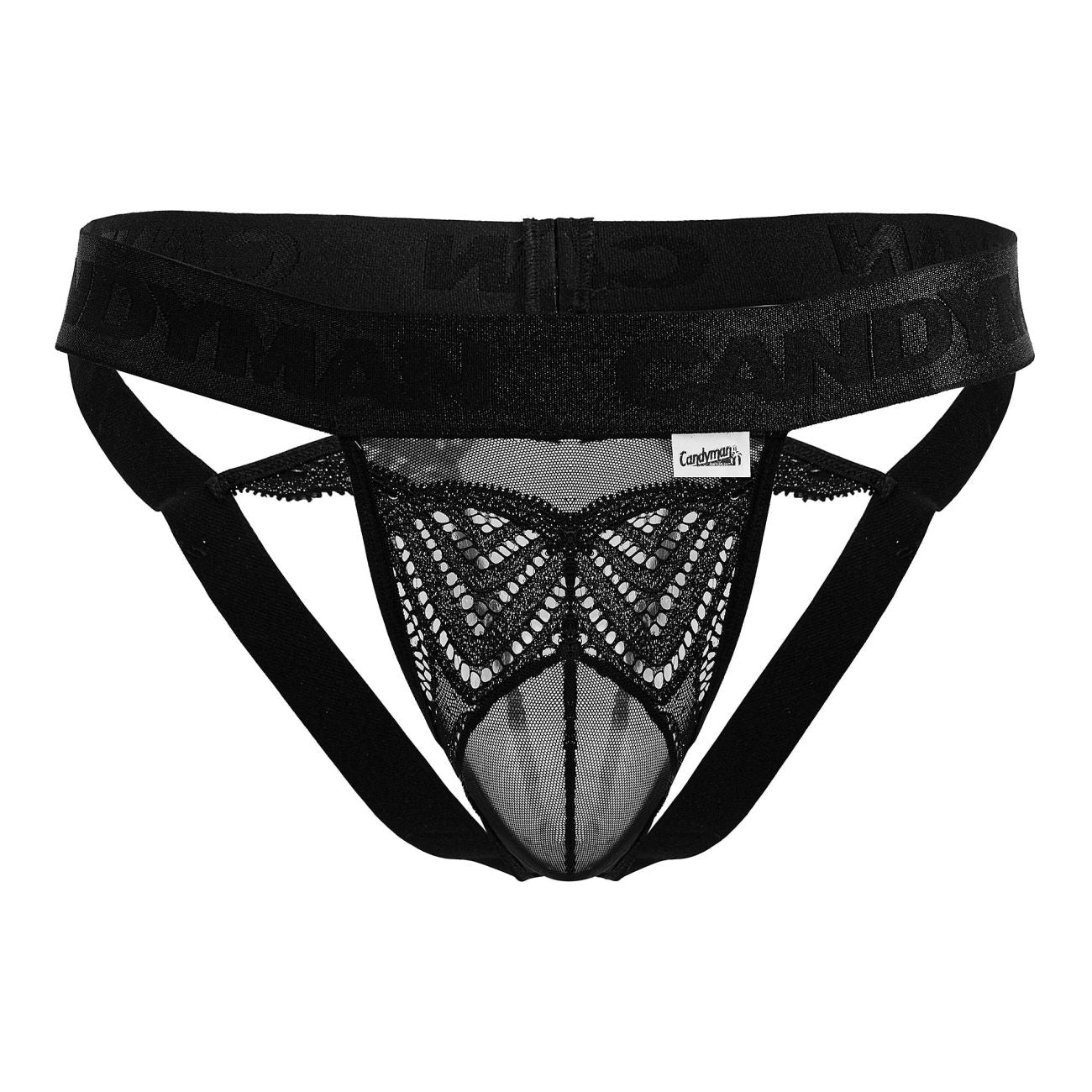 CandyMan 99849 Lace-Mesh Thongs Color Black - DealByEthan.gay loves CandyMan