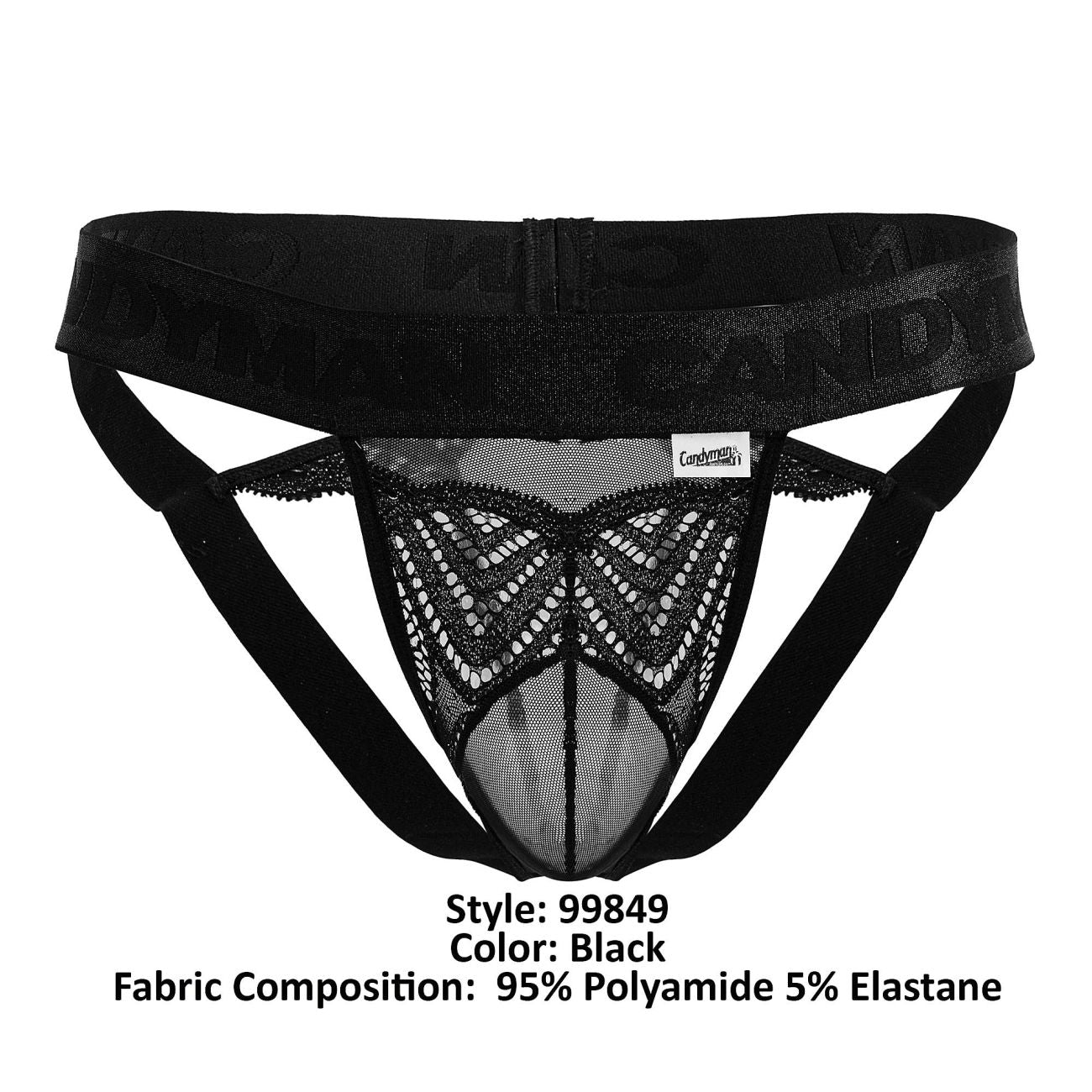 CandyMan 99849 Lace-Mesh Thongs Color Black - DealByEthan.gay loves CandyMan