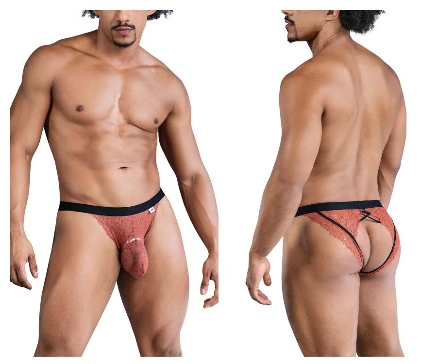 CandyMan 99853 Lace Jockstrap Color Black-Terracotta - DealByEthan.gay loves CandyMan