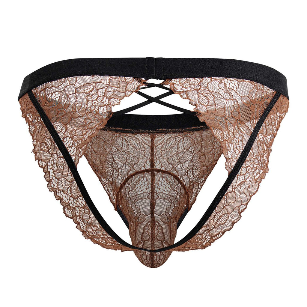 CandyMan 99853 Lace Jockstrap Color Black-Terracotta - DealByEthan.gay loves CandyMan