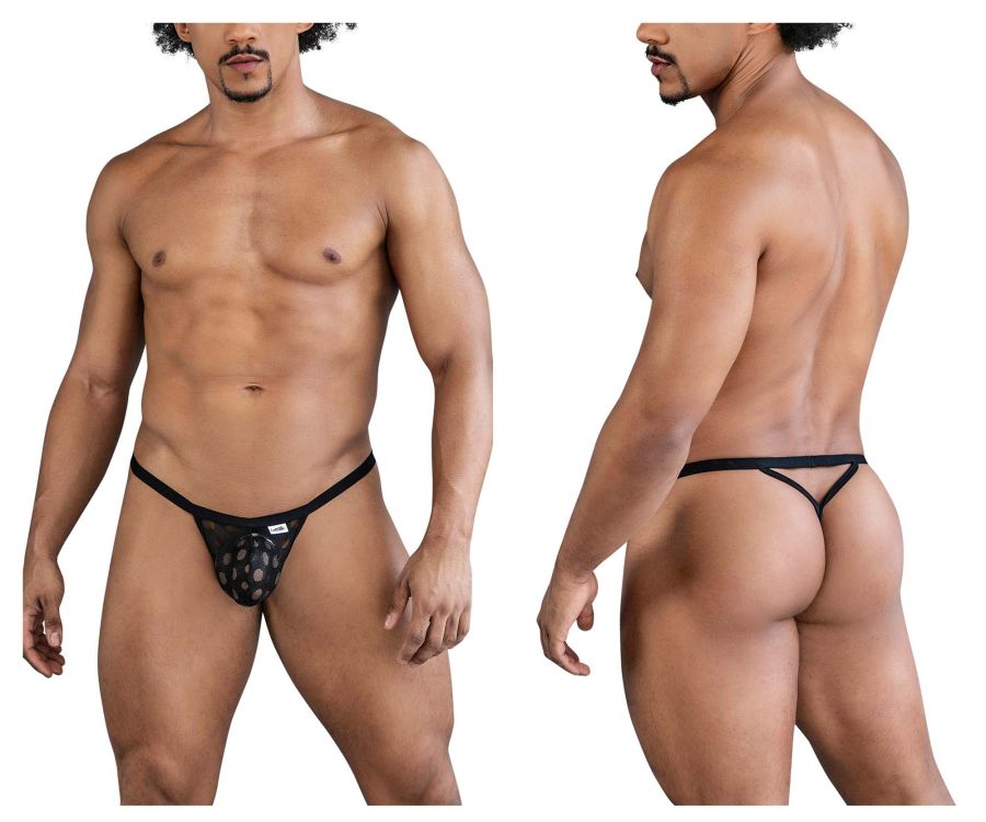 CandyMan 99856 Polka Mesh Thongs Color Black - DealByEthan.gay loves CandyMan