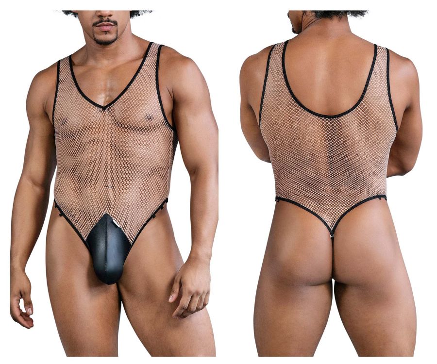 CandyMan 99858 Fishnet Bodysuit Color Beige-Black - DealByEthan.gay loves CandyMan