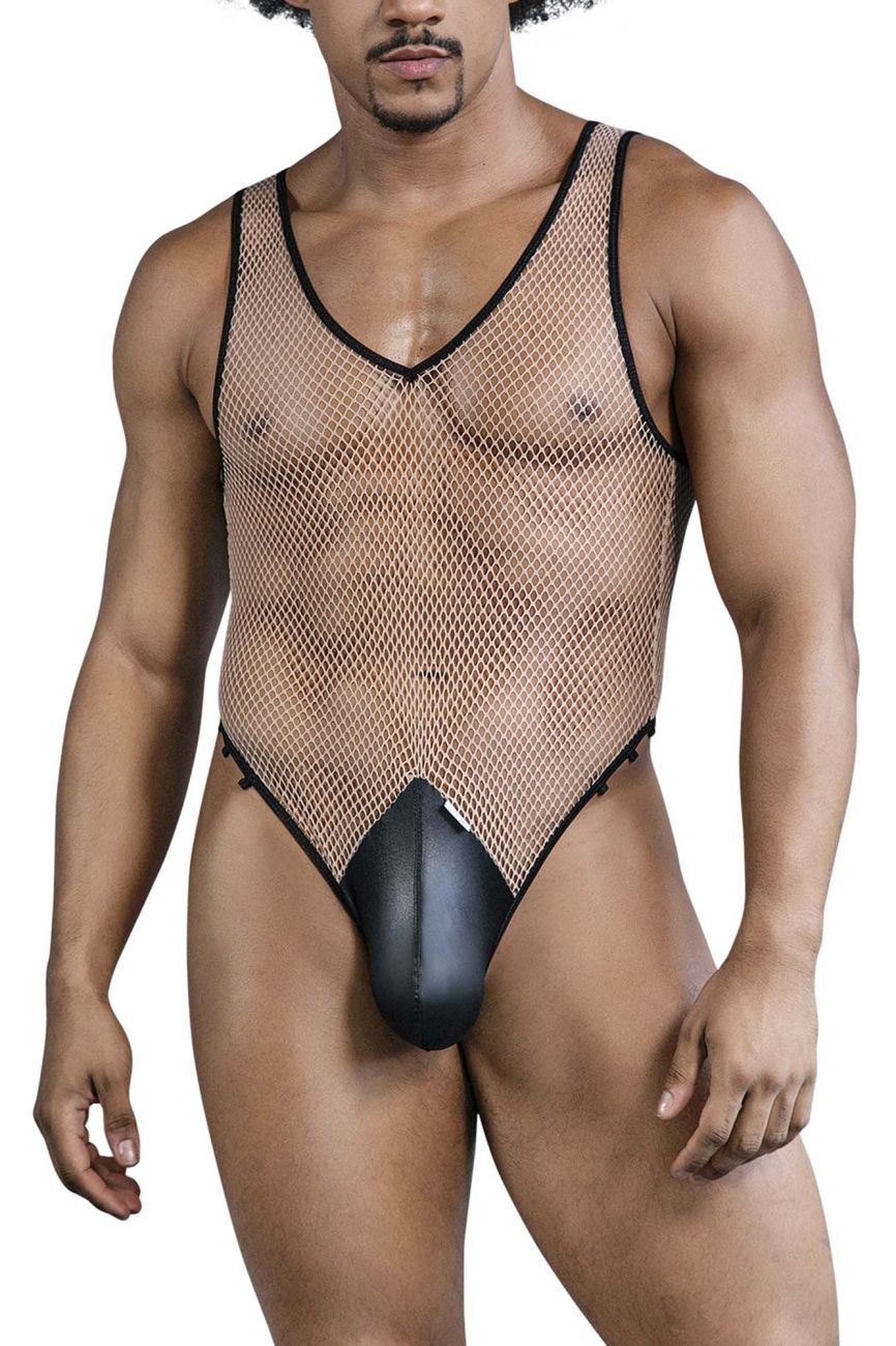 CandyMan 99858 Fishnet Bodysuit Color Beige-Black - DealByEthan.gay loves CandyMan