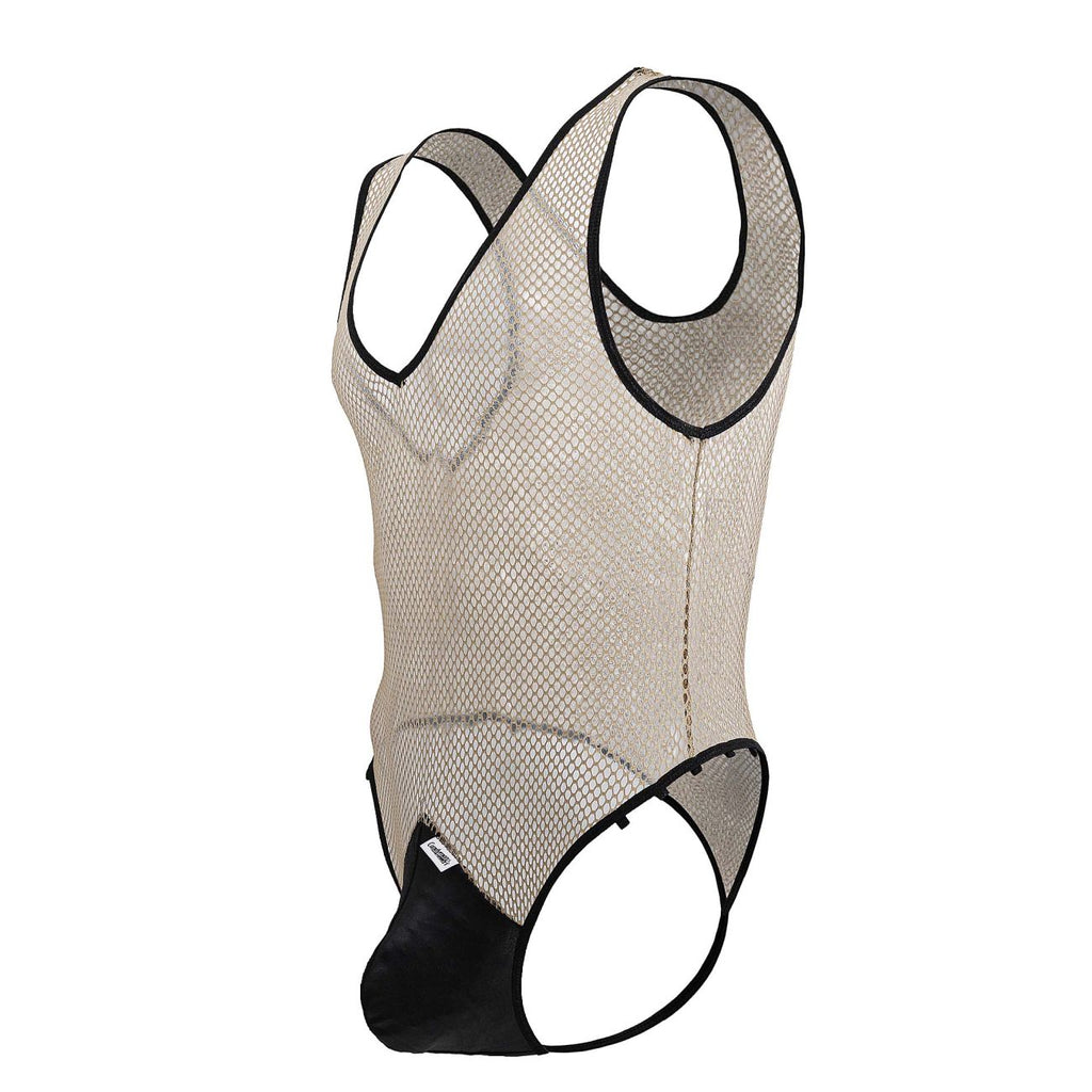 CandyMan 99858 Fishnet Bodysuit Color Beige-Black - DealByEthan.gay loves CandyMan