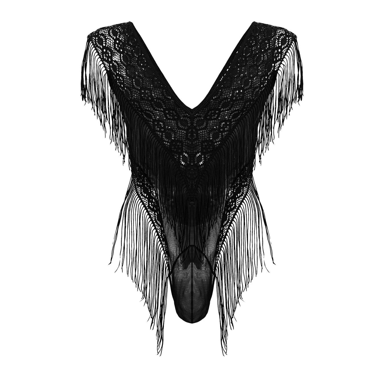 CandyMan 99865 Lace-Mesh Bodysuit Color Black - DealByEthan.gay loves CandyMan