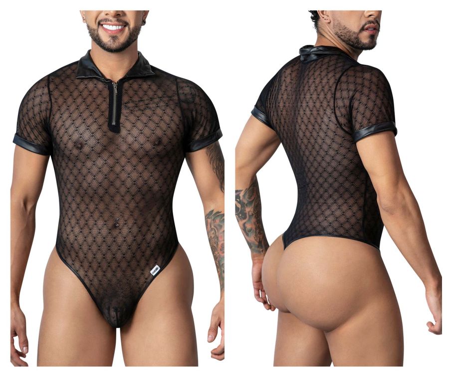 CandyMan 99902 Geometric Mesh Bodysuit Color Black - DealByEthan.gay loves CandyMan