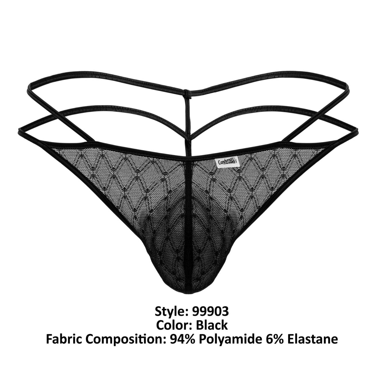 CandyMan 99903 Geometric Mesh Thongs Color Black - DealByEthan.gay loves CandyMan