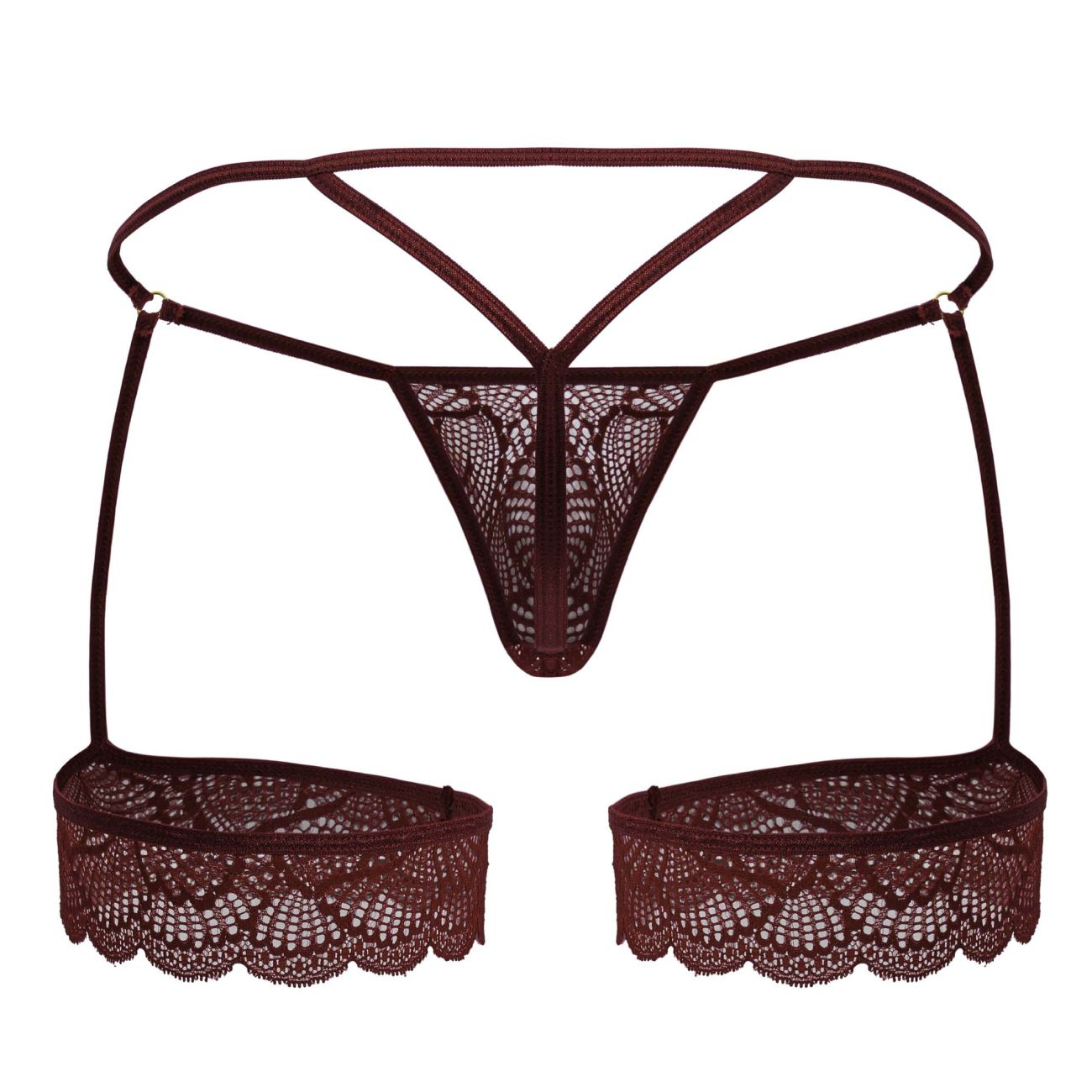 CandyMan 99906 Garter Lace Thongs Color Burgundy - DealByEthan.gay loves CandyMan
