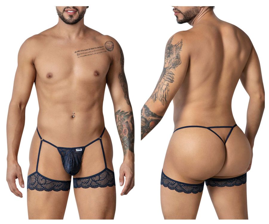 CandyMan 99906 Garter Lace Thongs Color Navy - DealByEthan.gay loves CandyMan