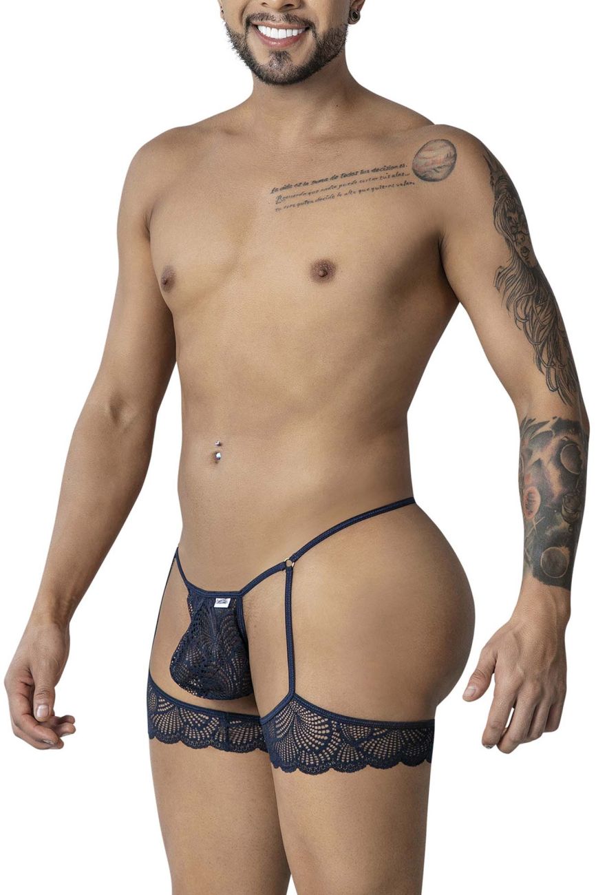 CandyMan 99906 Garter Lace Thongs Color Navy - DealByEthan.gay loves CandyMan