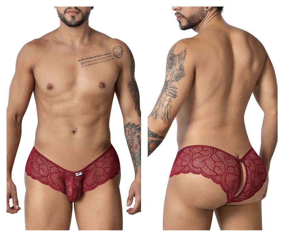 CandyMan 99907 Lace Trunks Color Burgundy - DealByEthan.gay loves CandyMan